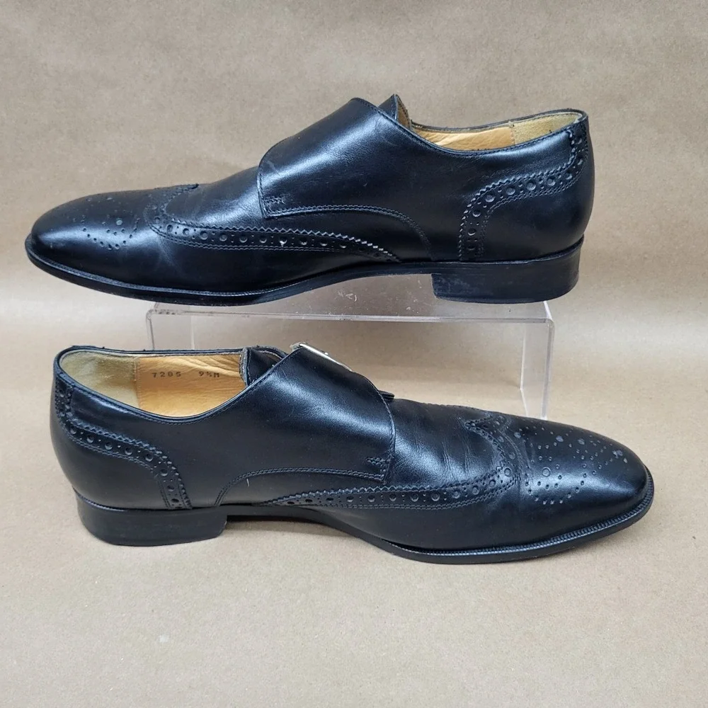 Saks Fifth Avenue (Sz 9.5 M) Monk Strap Wingtip Mens Dress Shoes